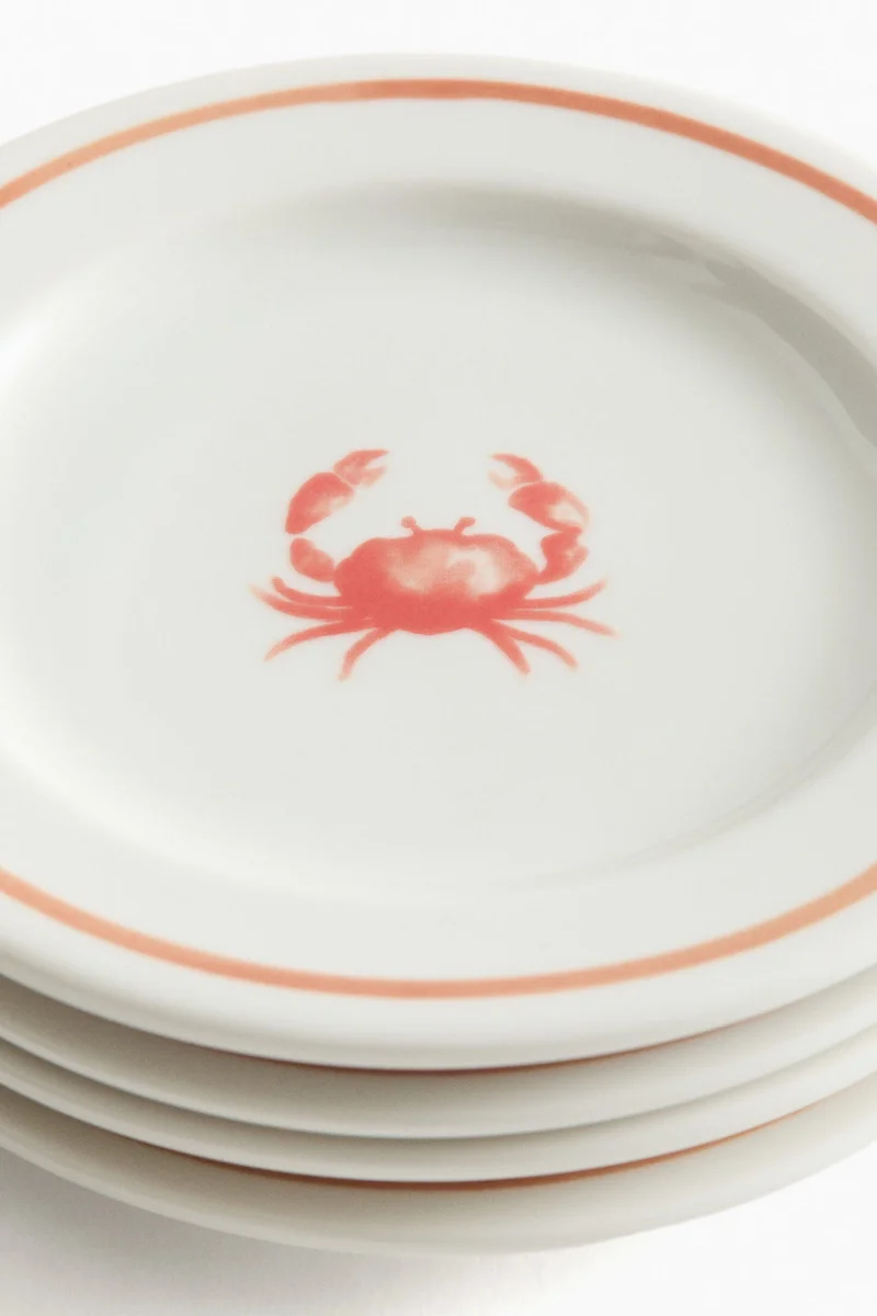 H&M 4-pack small porcelain plates